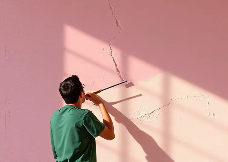 Application d'un enduit décoratif à la lisseuse sur un mur