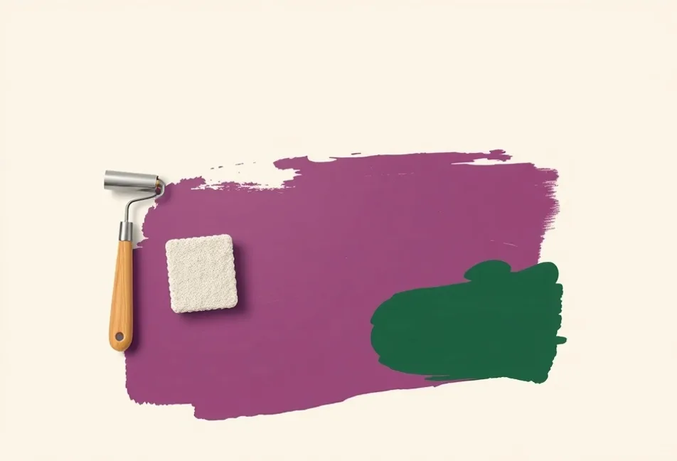 Outils de peinture disposés dans l'ordre des étapes du chantier